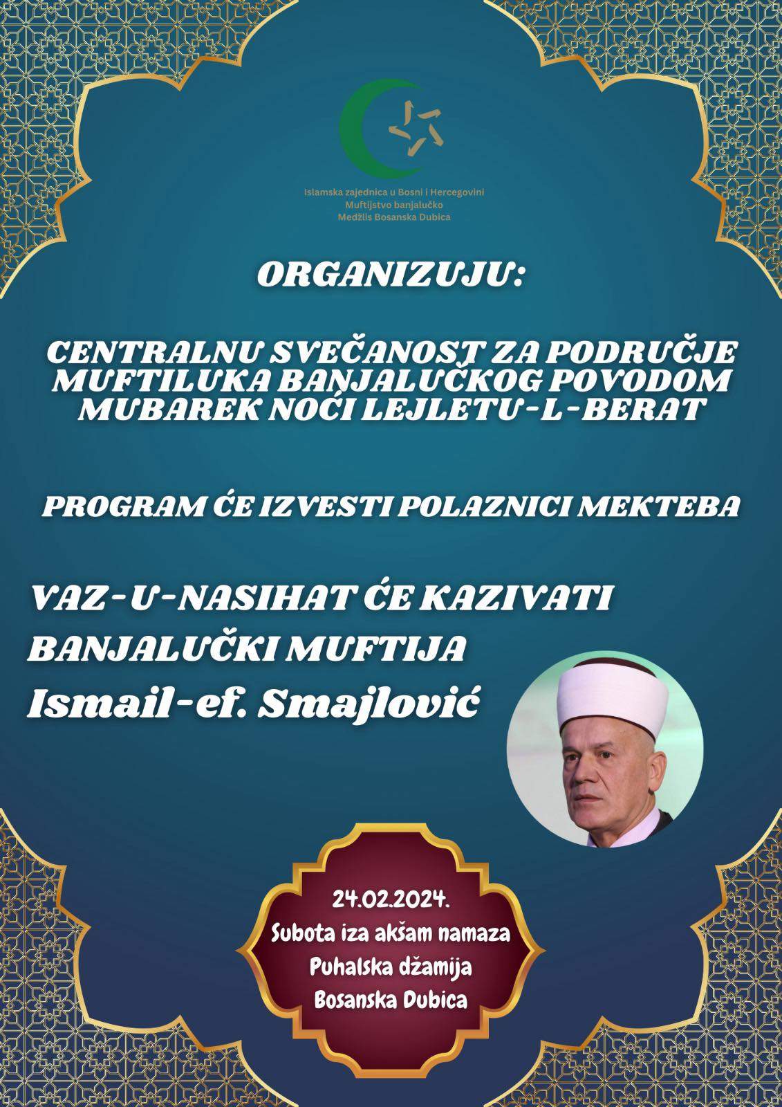 Bosanska Dubica - Berat.jpg - MIZ Bosanska Dubica: U subotu centralni program obilježavanja Lejletul-berata za banjalučko muftijstvo